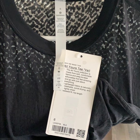 All Yours Tee Veil Lululemon, black size 6 - Picture 2 of 2